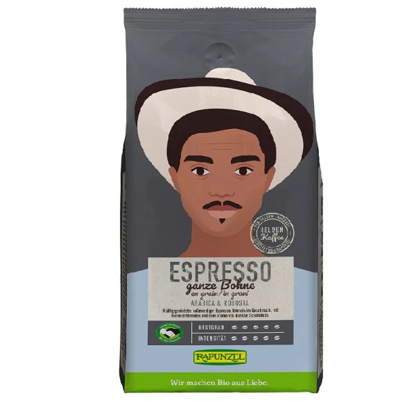 Espresso zrnková káva v biokvalite zmes odrôd arabika a robusta