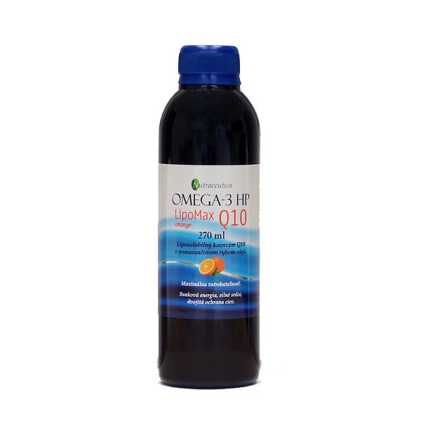 Vysoko čistený rybí olej obohatený liposolubilným koenzýmom Q10, pomarančová príchuť.