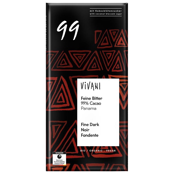 Vivani Horká čokoláda 99% s kokosovým cukrom BIO 80 g
