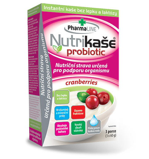 PharmaLine Nutrikaša probiotic brusnice 3x60 g