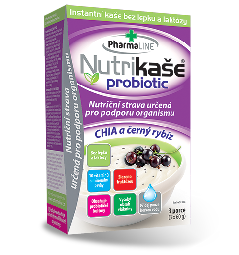 PharmaLine Nutrikaša probiotic chia a čierna ríbezľa 3x60 g