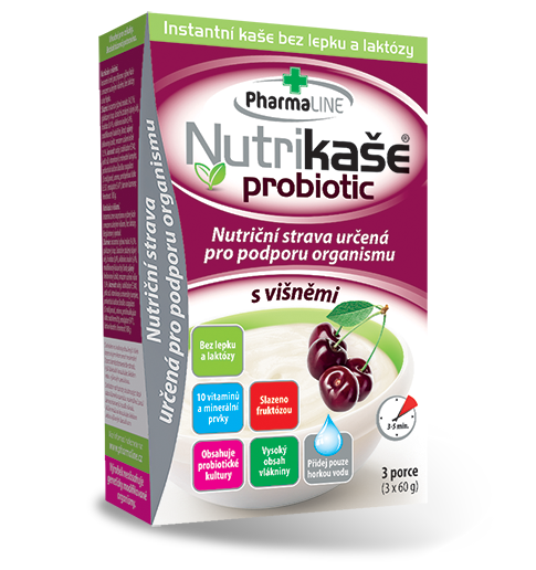 PharmaLine Nutrikaša probiotic s višňami 3x60 g
