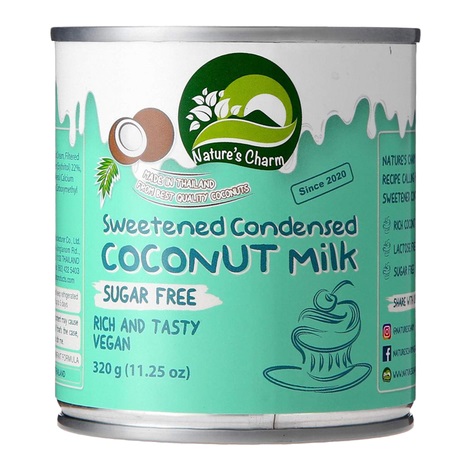 NATURE´S CHARM Sladené kokosové mlieko bez pridaného cukru, sladené náhradným sladidlom erytritolom, vhodné pre vegánov a pre diabetikov.
