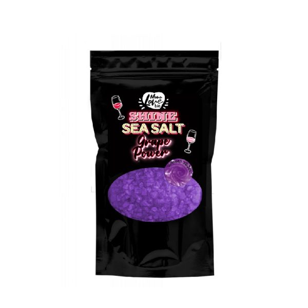 Trblietavá "Grape Power" soľ do kúpeľa.  Trblietavá morská soľ  dodá pocit relaxácie a sviežosti, Extrakt z hrozna je bohatý na antioxidanty, má protizápalové a ochranné vlastnosti. 
