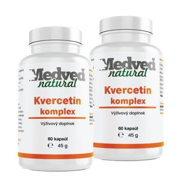 Kvercetín (Quercetin) komplex obsahuje kvercetín - s 20-násobnou biologickou dostupnosťou, s rastlinnými enzýmami bromelaín a papaín a so  selénom  na alergie, Imunitný systém.