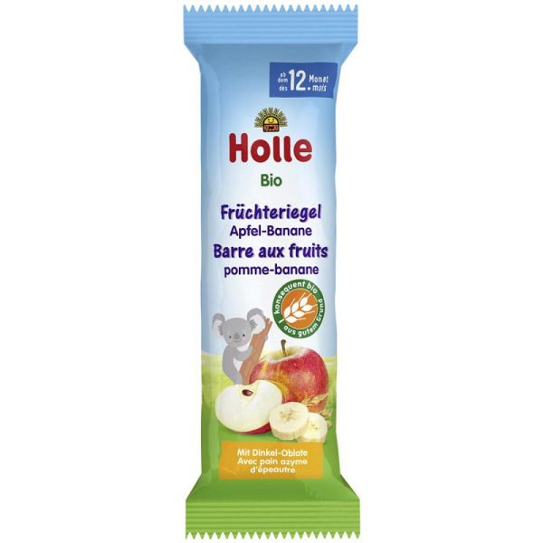 Bio ovocná tyčinka Holle jablko banán je vhodná ako snack na zahryznutie a maškrtenie. 