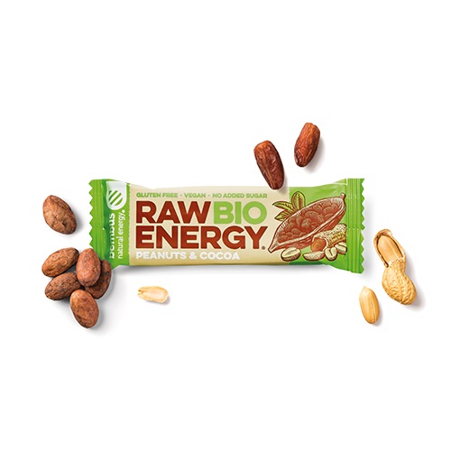 BIO Raw ENERGY ovocná tyčinka Peanut and cocoa - Kombinácia arašidov a kakaa vo vás vzbudí nevšednú chuť.. Zdravé potešenie je teraz možné zažiť prakticky kedykoľvek a kdekoľvek.