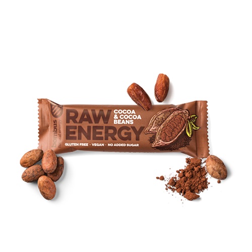 BIO Raw ENERGY tyčinka kakaová s kakaovými bôbmi zaženie hlad a zasýti pri zvýšenej fyzickej a psychickej aktivite.