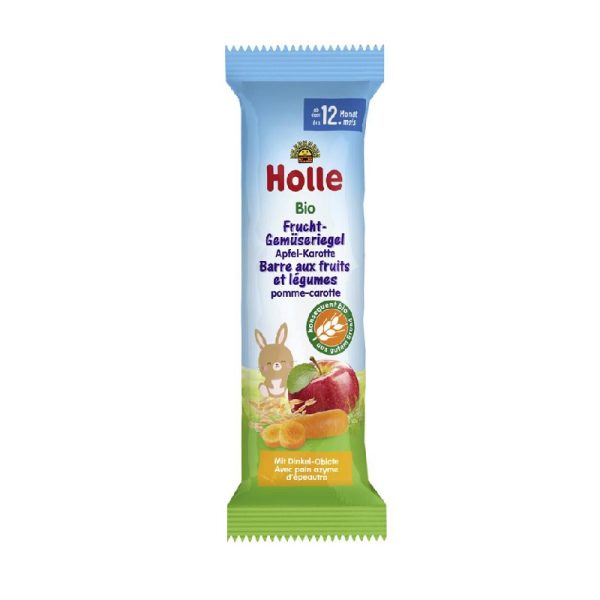 Bio ovocná tyčinka Holle jablko mrkva je vhodná ako snack na zahryznutie a maškrtenie. 