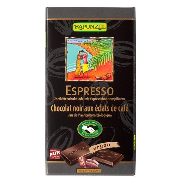 Vegánska horká čokoláda  s chuťou espressa pre milovníkov kávy.