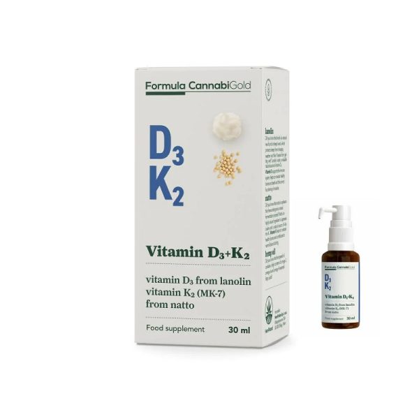 Doplnok stravy s vitamínmi D3 a  K2 vo forme oleja z konopných semien .