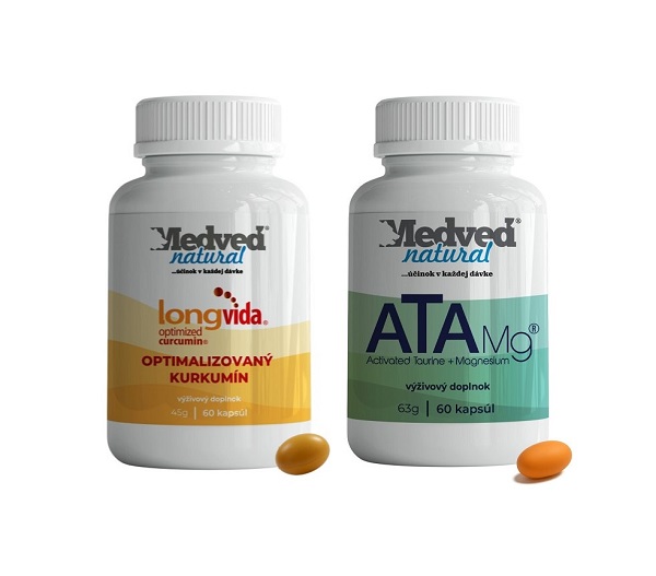 AKCIA Medveď natural ATA horčík 60 kapsúl a Longvida optimalizovaný kurkumín 60 kapsúl