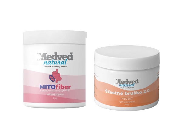 AKCIA Medveď natural Šťastné bruško probio 50 g a MitoFiber 96 g