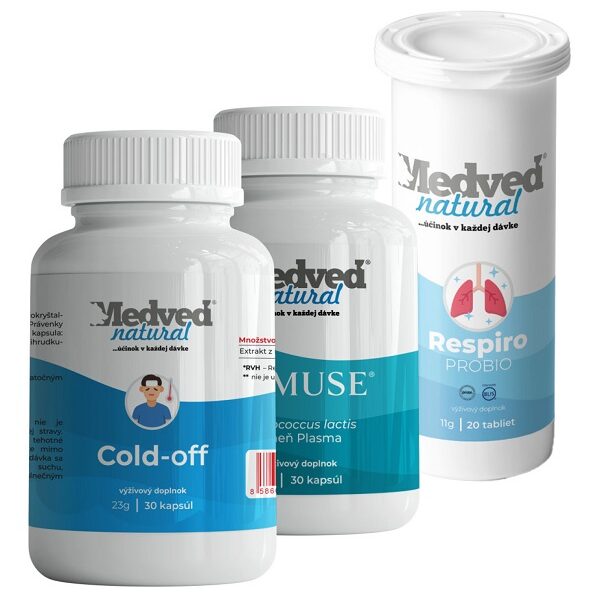 AKCIA Medveď natural 1x Cold-off 30 kapsúl a 1x IMMUSE 30 soft gel kapsúl a 1x Respiro PROBIO 20 tabliet