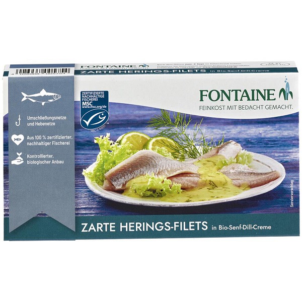 Fontaine Jemné filety zo sleďa v BIO horčicovo kôprovej omáčke 200 g