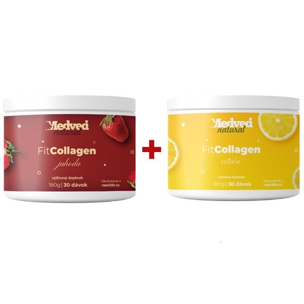 AKCIA Medveď natural 1x FIT Collagen jahoda 180 g a 1x FIT Collagen citrón 180 g