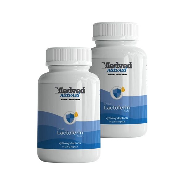 AKCIA Medveď natural 2x Lactoferin pure liquid 60 kapsúl (120 kapsúl spolu)