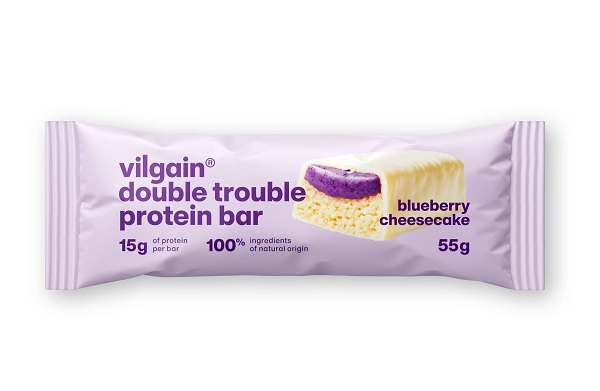 Vilgain Double Trouble Proteínová tyčinka čučoriedkový cheesecake 55 g