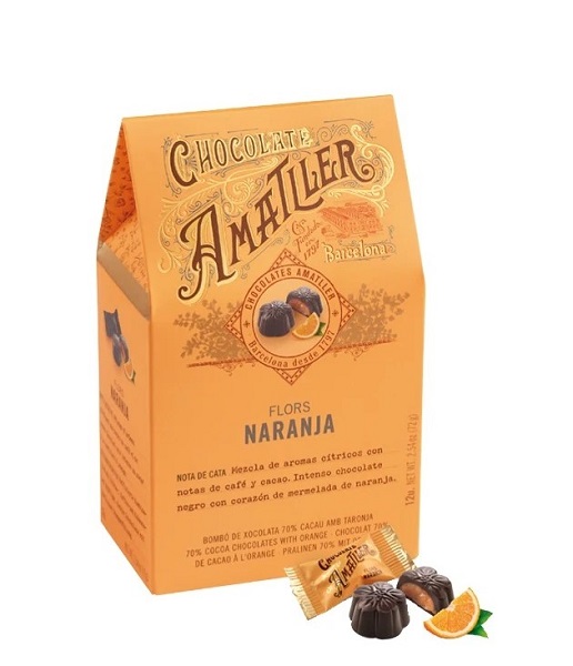 Amatller Pomarančové pralinky v horkej čokoláde 72 g