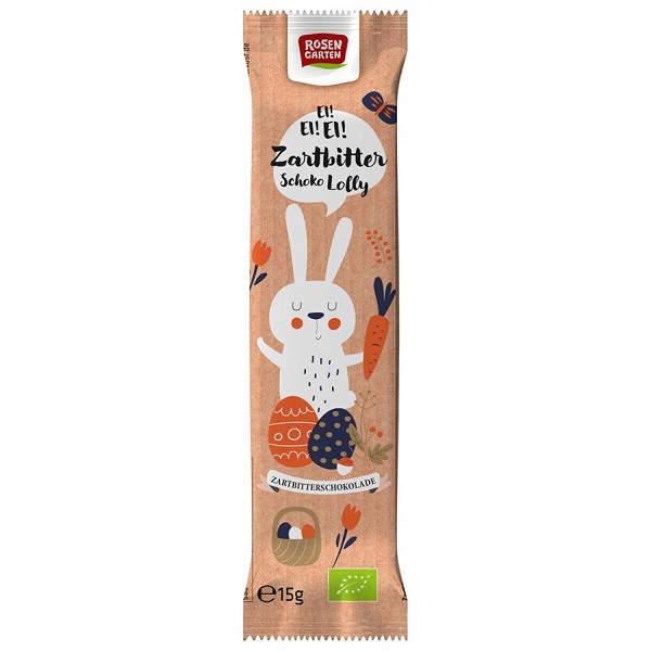 Rosengarten Čokoládové lízatko veľkonočné horká čokoláda BIO 15 g
