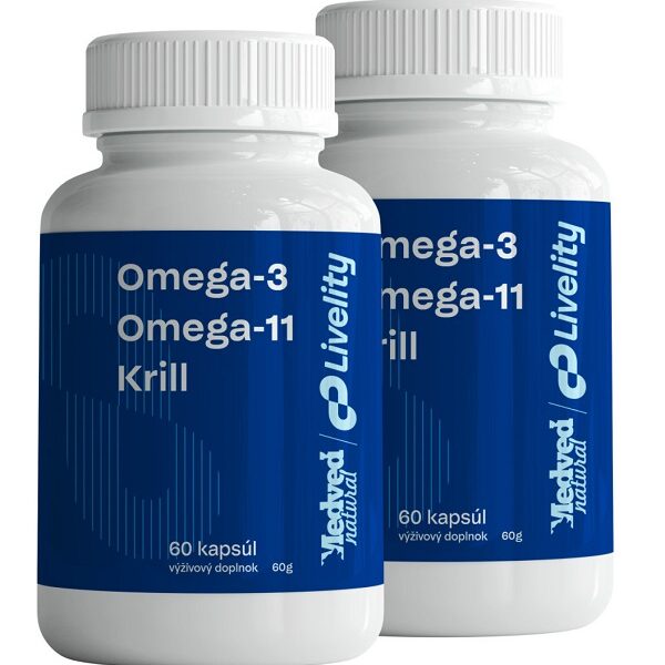 AKCIA 2x Medveď natural Omega 3, Omega 11, Krill 60 kapsúl