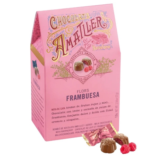 Amatller Malinové pralinky v mliečnej čokoláde 72 g