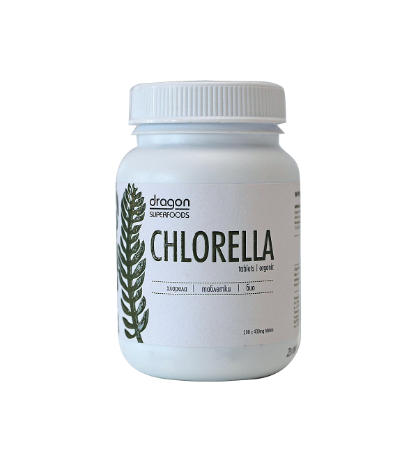 Chlorella_tablets Dragon Superfoods Chlorella BIO 200 kapsúl