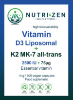 NUTRI&ZEN Lipozomálny vitamín D3 + K2 MK-7 all-trans 100 kapsúl / 14g
