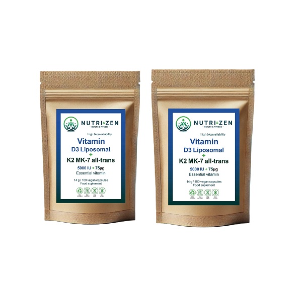 AKCIA NUTRI&ZEN 2x Lipozomálny vitamín D3 + K2 MK-7 all-trans 100 kapsúl / 14g