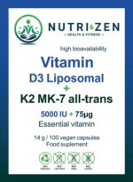 NUTRI&ZEN Lipozomálny vitamín D3 + K2 MK-7 all-trans 100 kapsúl / 14g