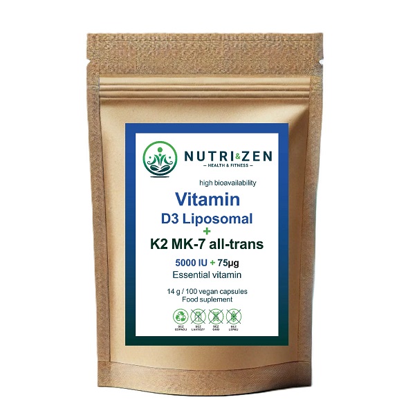 NUTRI&ZEN Lipozomálny vitamín D3 + K2 MK-7 all-trans 100 kapsúl / 14g