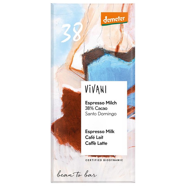 Vivani Mliečna čokoláda 38% espresso BIO 90 g